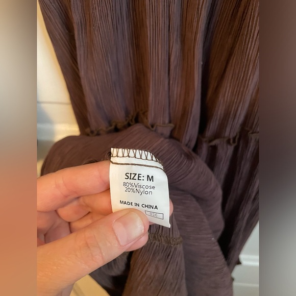 157- Brown V Neck Tiered Maxi Dress - Picture 12 of 12